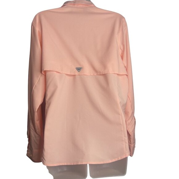 Columbia PFG Sportswear Womens Long Roll Sleeves Coral Button-Up Shirt L Vent - Picture 2 of 10